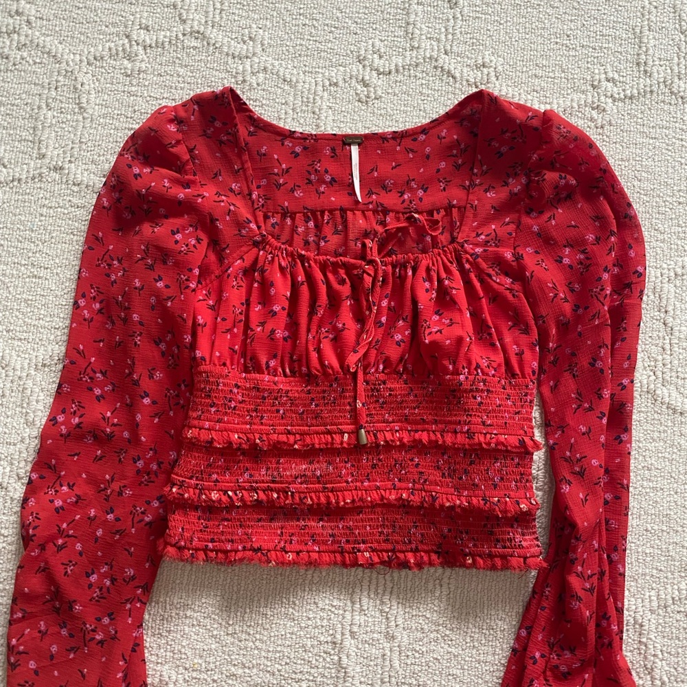 Free people red blouse!